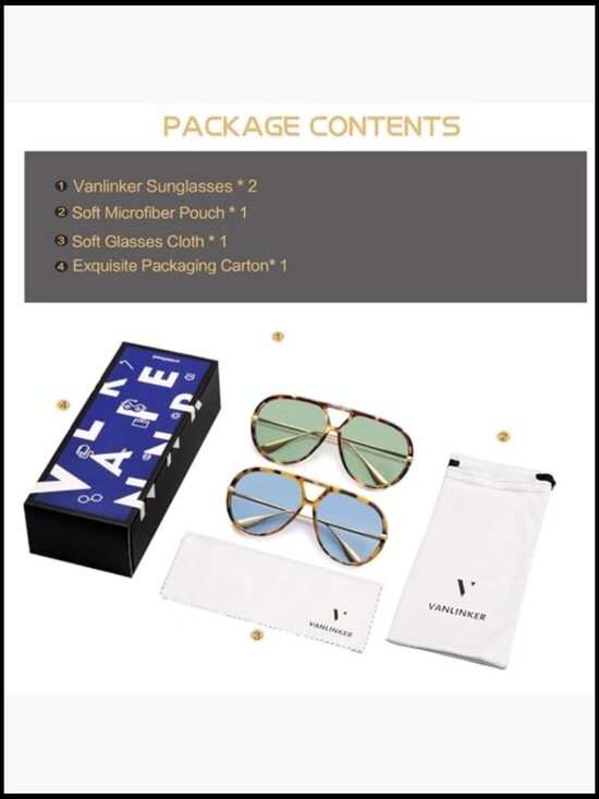 Oversized Round Aviator Sunglasses with UV400 Protection - Vintage Shield Shades main image 6